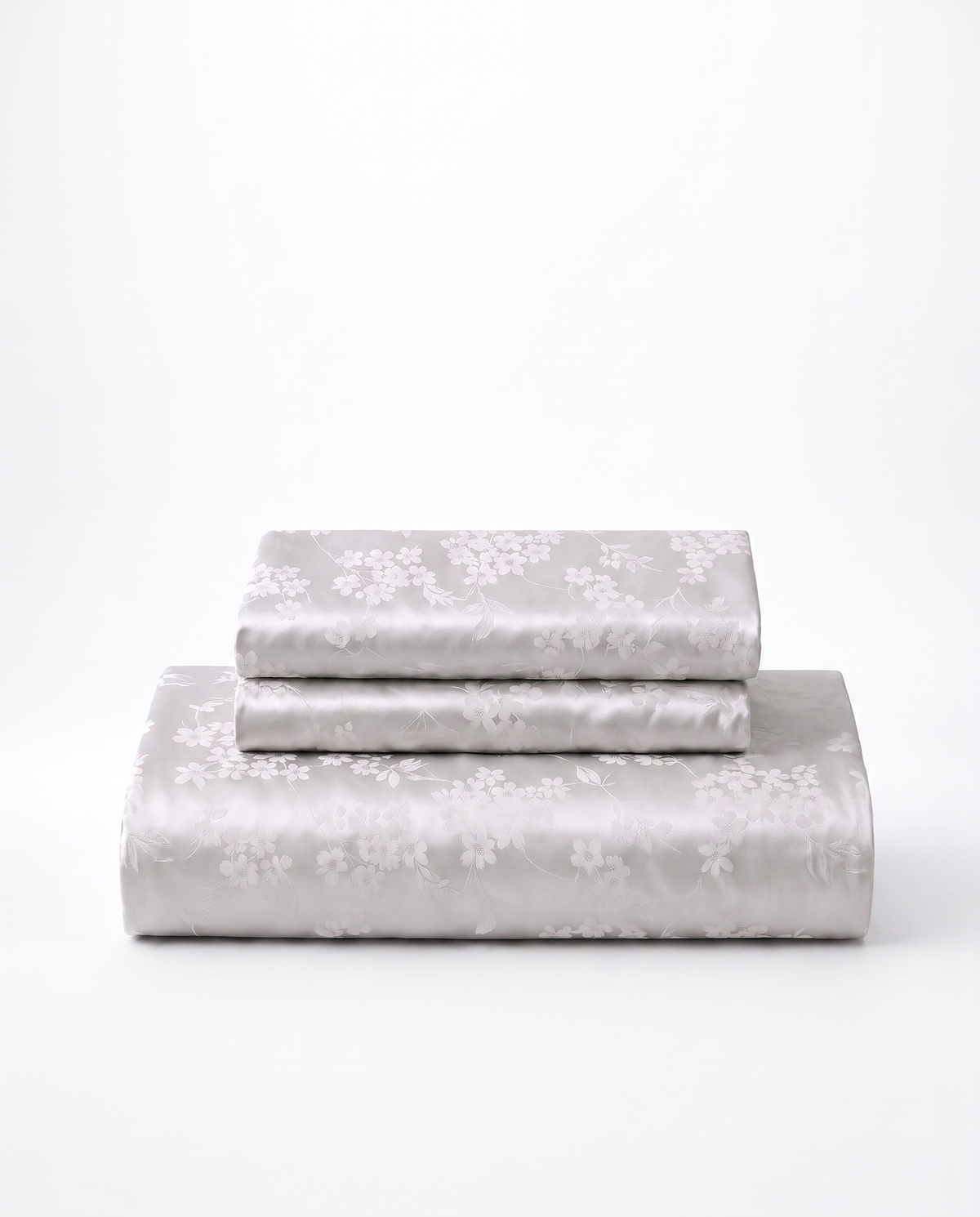 Flowers Fitted Bedsheet Set - Light Grey